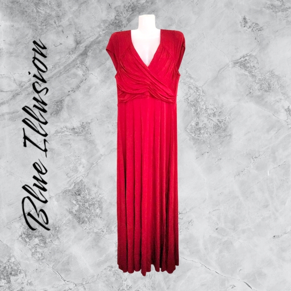 NWT!! Blue Illusion Designer Rouge Viscose Blend Women's Cap Sleeve Maxi Dress!! - Picture 7 of 11